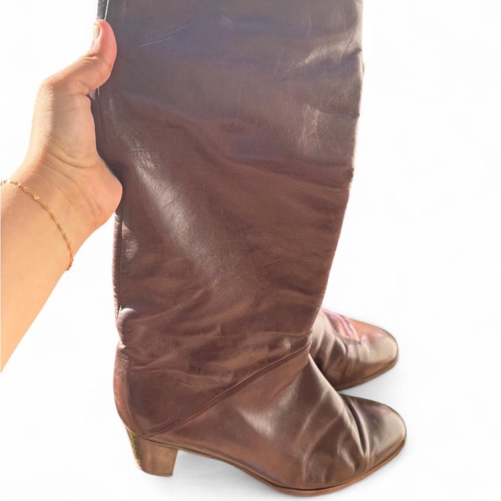 Elegant Brown Leather Boots Vintage Vero Cuoio